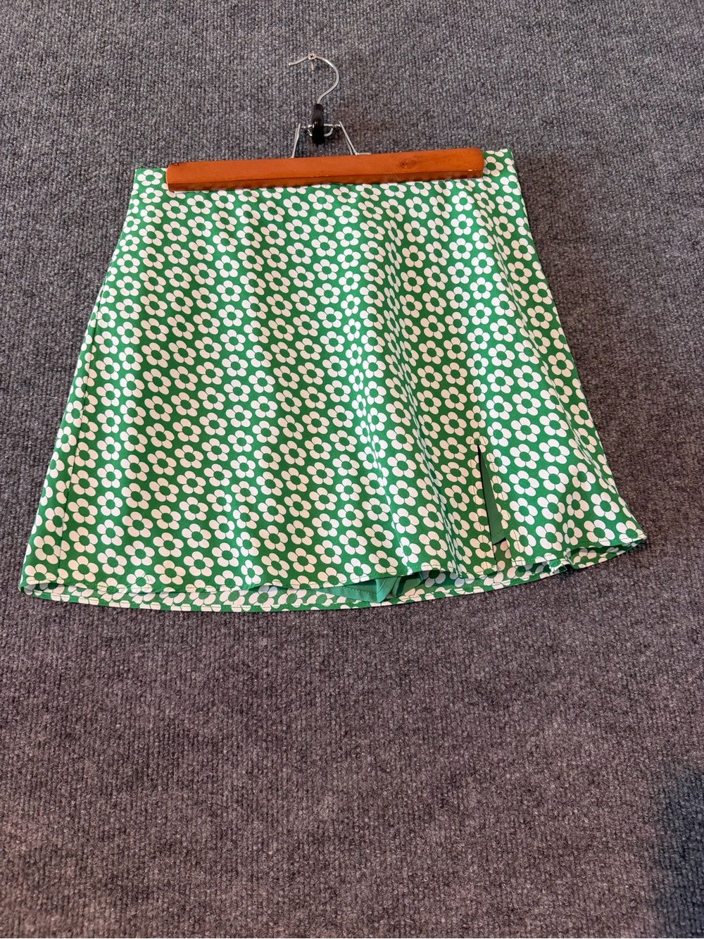 American Threads Green and White Floral Skater Skirt